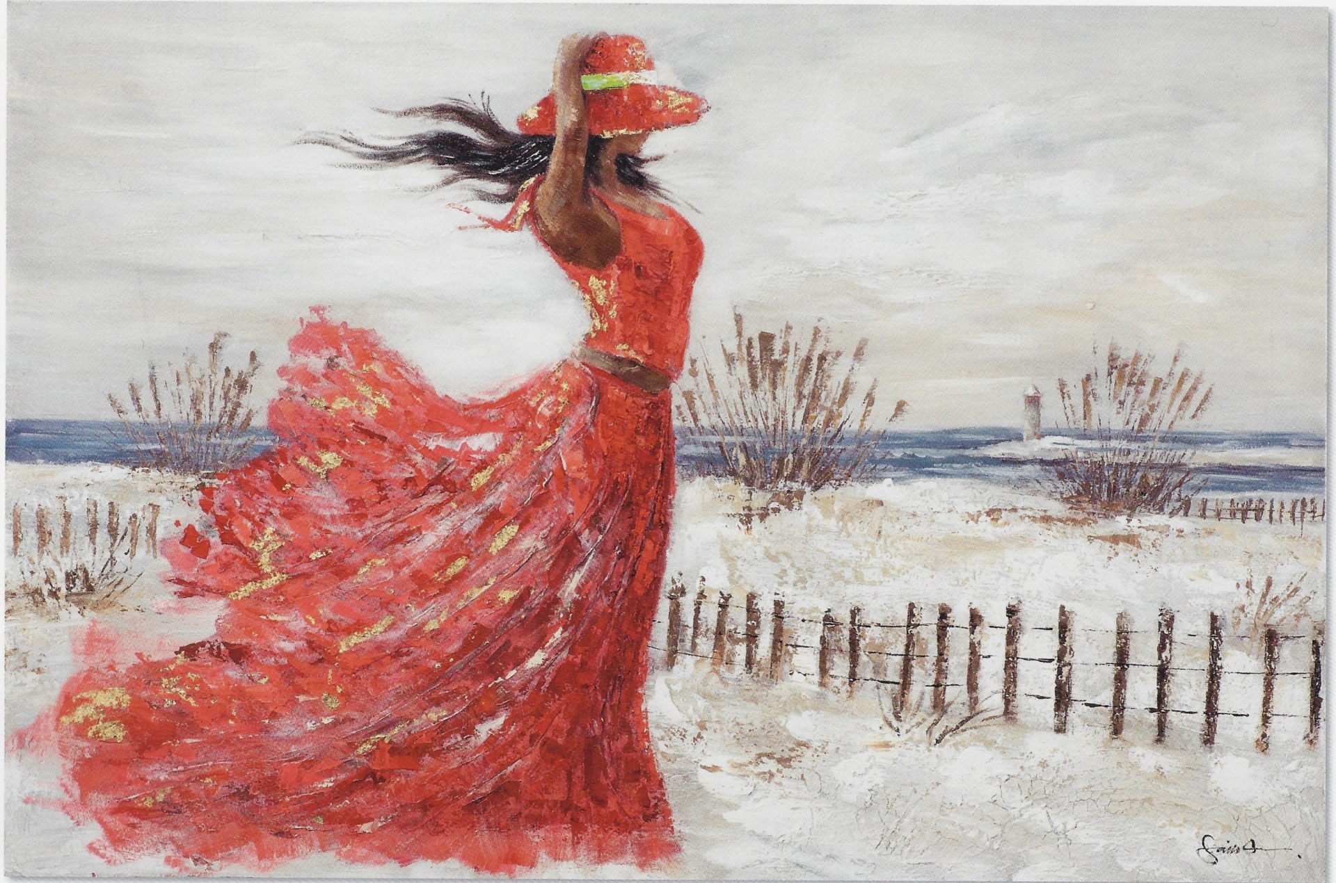vrouw strand - Canvas - Gerritsen